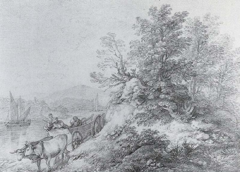 Thomas Gainsborough Ox Cart by the Bands of a Navigable River oil painting image
